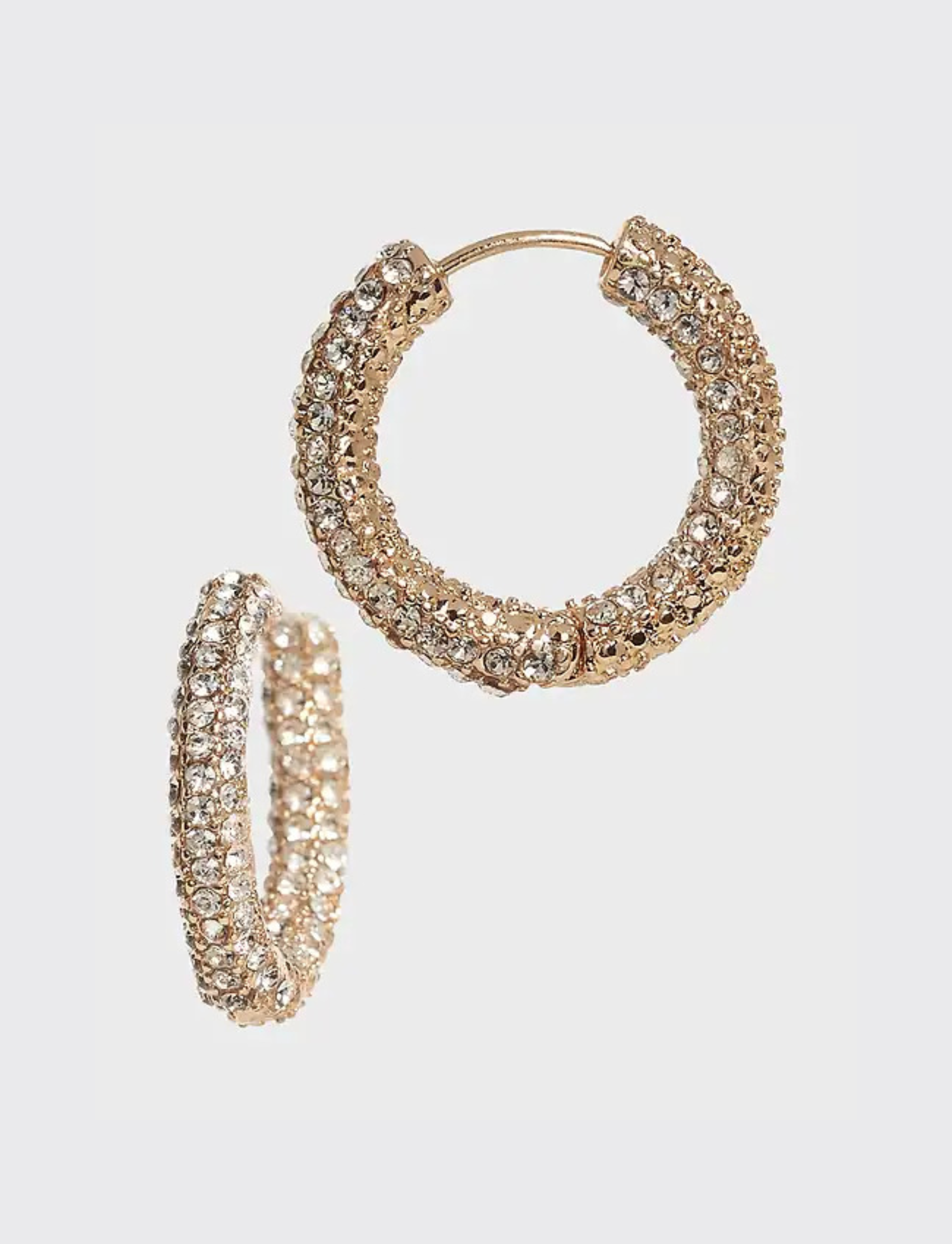 Medium Pave Hoop Earrings - Gold