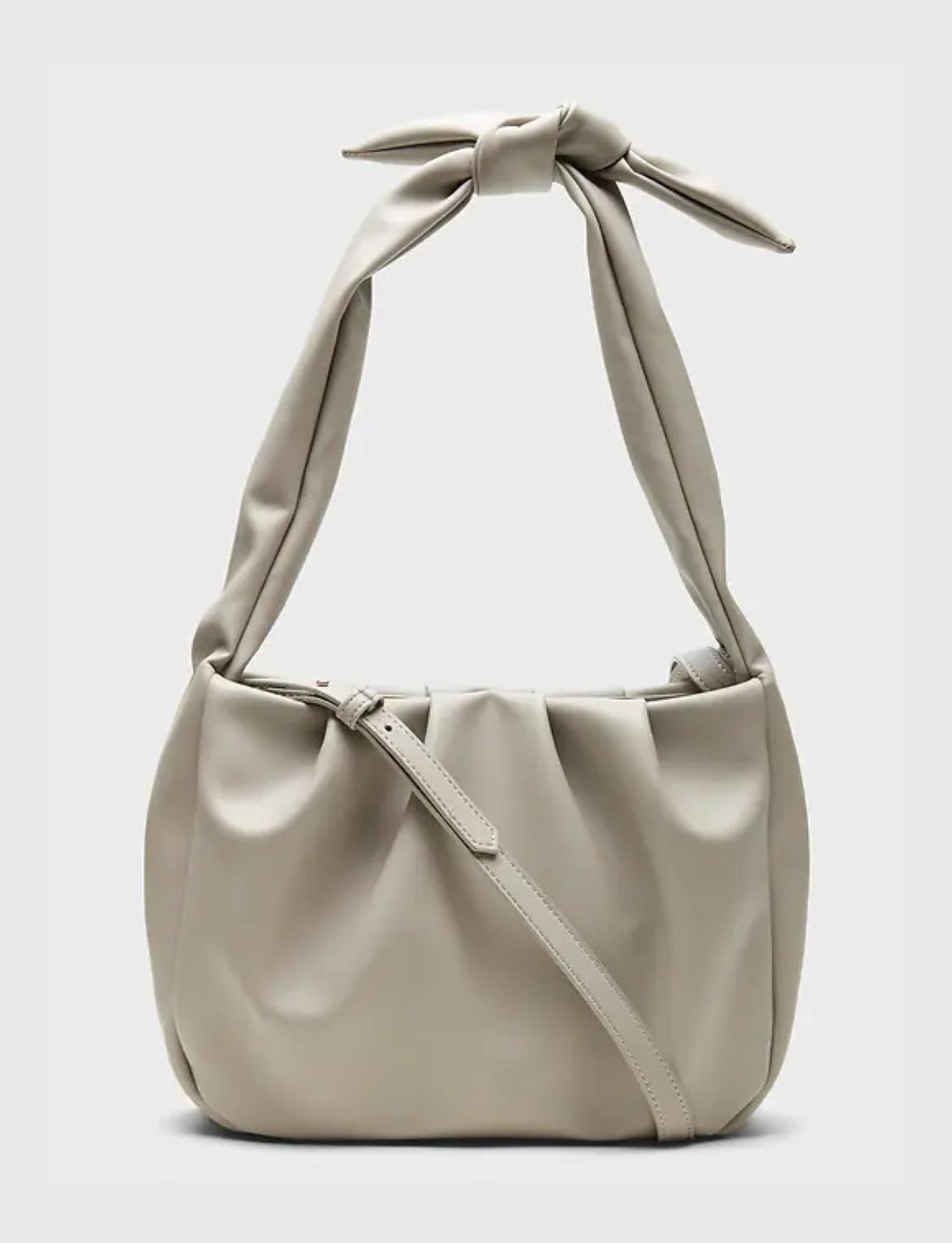 Soft Tie Strap Shoulder Bag - Gray